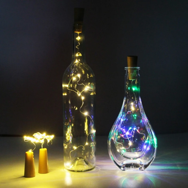 12M 1020LED Strip Light Cork Shaped Bottle Stopper Lamp Holiday Home Wedding Decoration Silver Wire button batery Lamp String  (23)