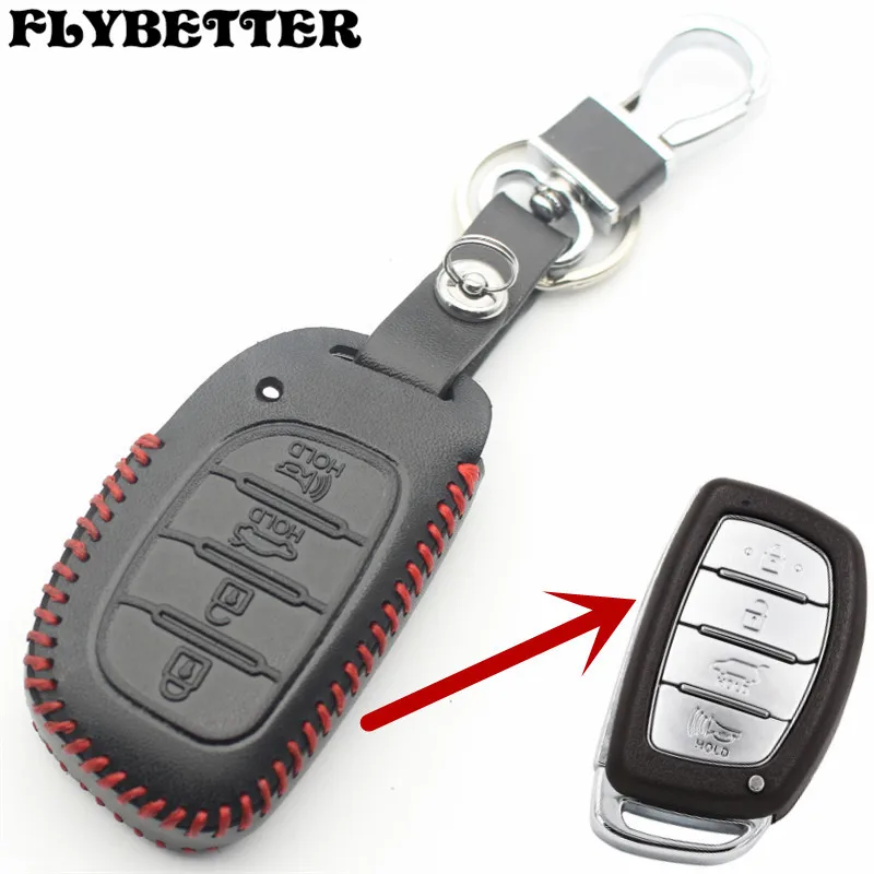 

XIEAILI Genuine Leather Remote Control 4Button Smart Key Case Cover For Hyundai IX25/IX35/Elantra/Sonata/I40 S90