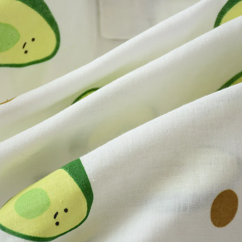 Свежий сладкий авокадо Лето хлопок японское кимоно халаты для женщин с длинным рукавом Женские халаты сексуальные милые Мультяшные халаты