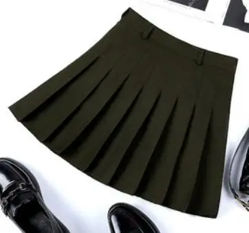 Летняя женская юбка Harajuku плиссированная мини-юбка в стиле панк модная женская короткая юбка с завышенной талией с поясом Saias Femininas - Цвет: Зеленый
