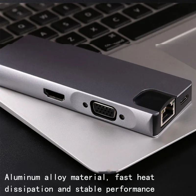 Fealushon USB док станция 8 в 1 C HDMI VGA ридер RJ45 PD адаптер для MacBook Samsung Galaxy S9/S8/S8 + Type