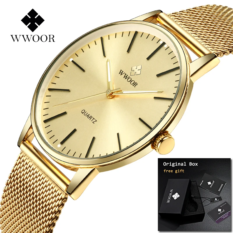 2019 WWOOR reloj hombre Minimalis мужские наручные часы лучший бренд класса люкс Золотой