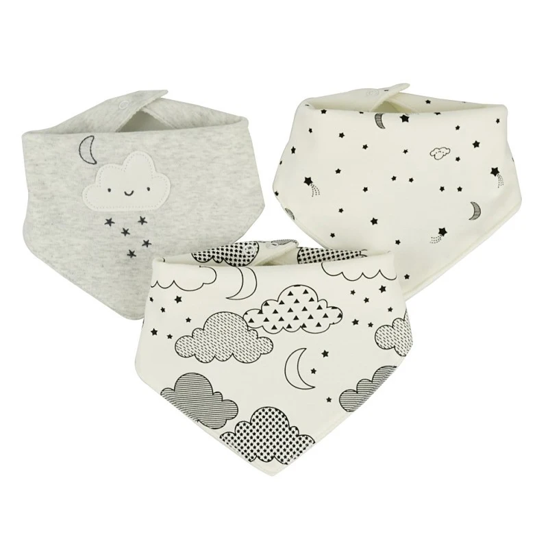 Bavoirs bébé etanche pour 0-2 ans 3 pièces/ensemble, coton bandana accessoires 3 couches (lot de 3)