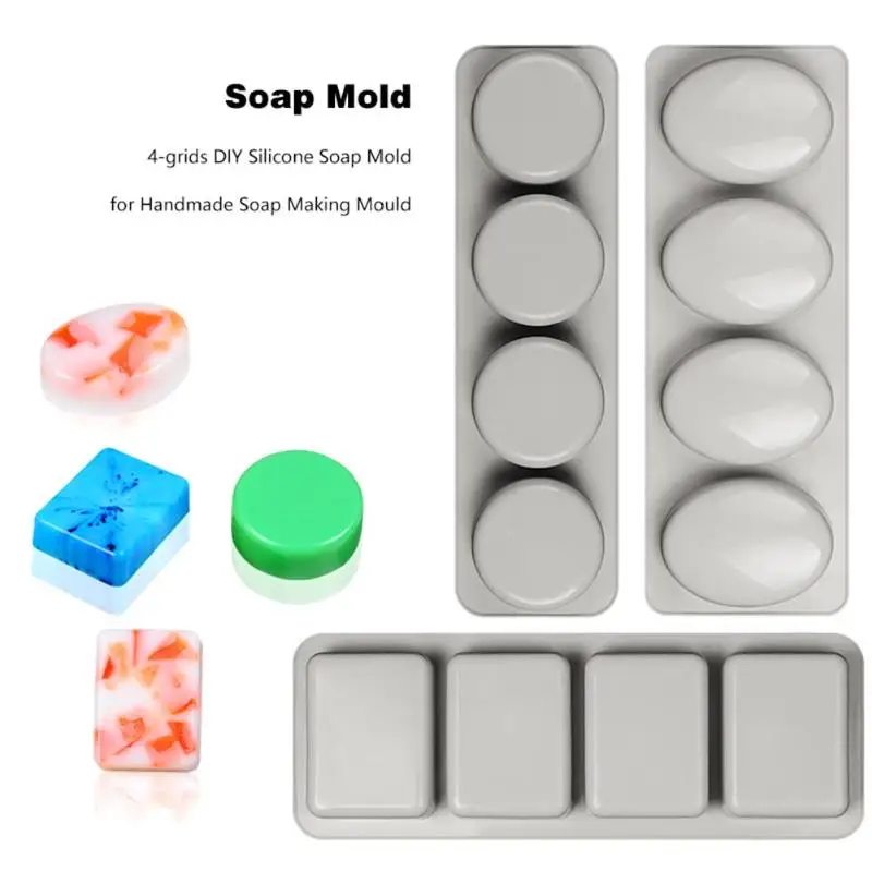 

4-grids DIY Silicone Soap Mold for Handmade Soap Making Forms Baking Mould