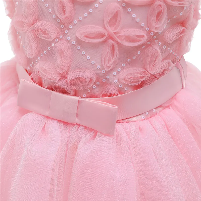 Ins Similar Pink Four-Leaf Clover Printed Fairy Dress Embroidery Princess Lace Ball Gown Formal Evening Party Performance Dress02