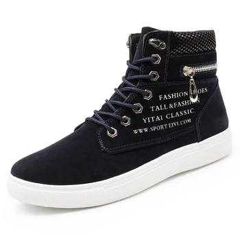 

GOXPACER Spring Autumn Flock Shoes Men Casual Shoes High-top Lace-up Fashion Low Heel Letters 2018 Shoes Plus Size Free Shipping