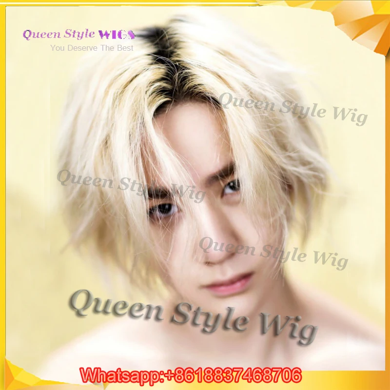 Synthetic Short Curly Wave Wig Blonde Hair Free Part Full Lace Wig