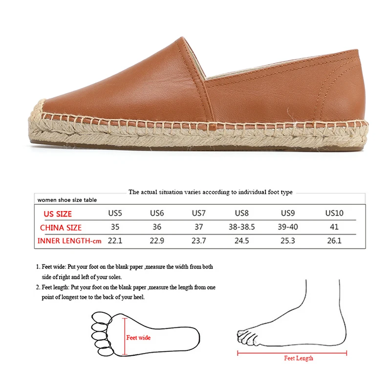 Женские эспадрильи на плоской подошве из натуральной кожи|slip on|fashion espadrilleswomen flat |