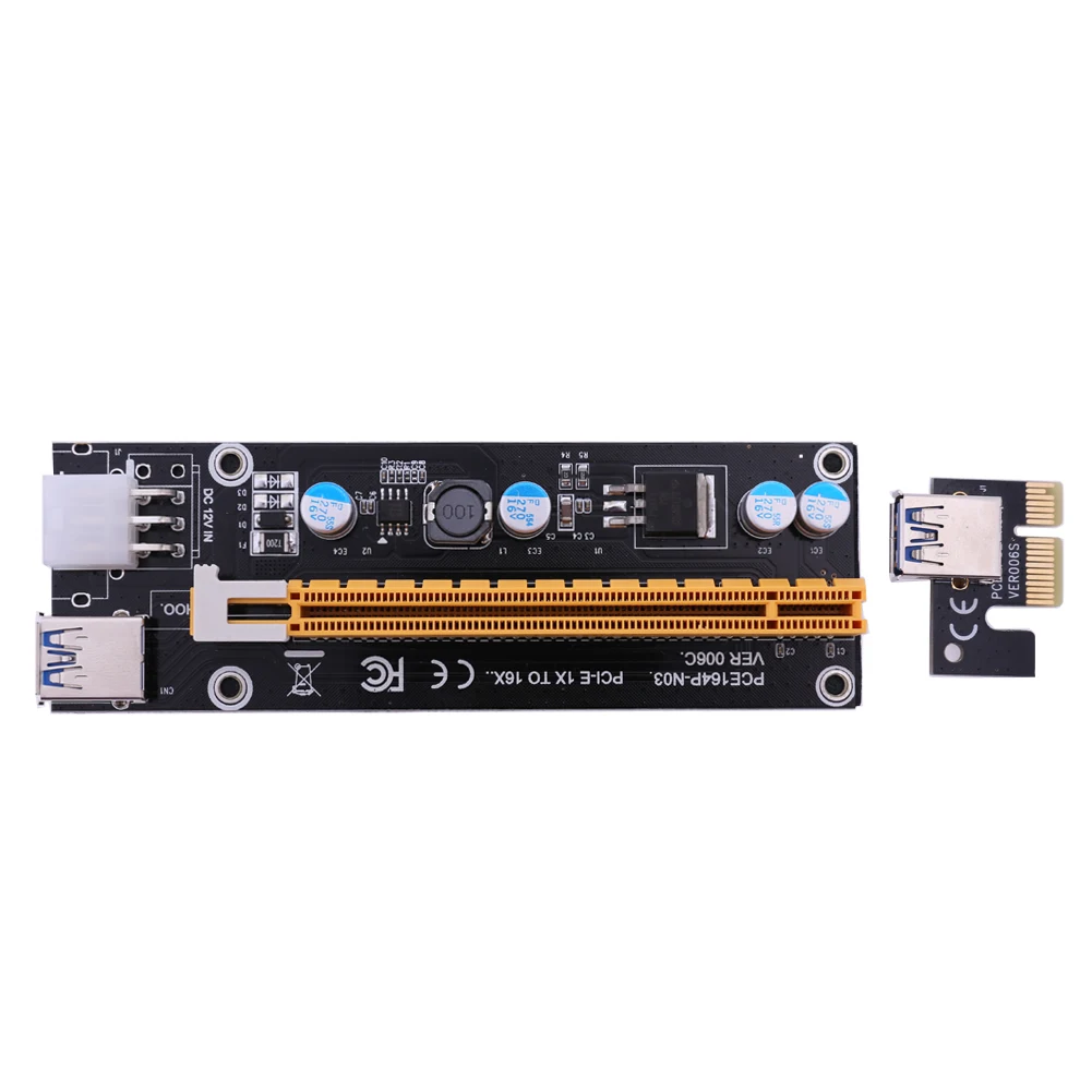 USB 3.0 PCI-E Express 1x Extender Riser Card Adapter with SATA 15 Pin-6Pin Power Cable riser for Bitcoin Miner BTC Mining Tool