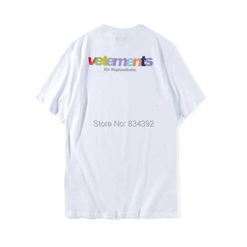 

18SS NEW F/W VETEMENTS Irregular splicing France flag Letter Embroidery men short sleeve t shirt Hip hop Fashion Casual Tee