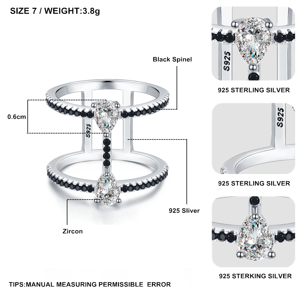 [BLACK AWN] 925 пробы серебряные ювелирные изделия обручальные кольца для женщин женское Bijoux кольцо на палец с отверстиями серебро 925 ювелирные изделия G065
