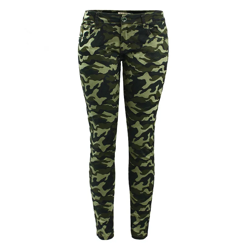 Russia Women Army Military Active Style Green Camo Skinny Jeans Brave