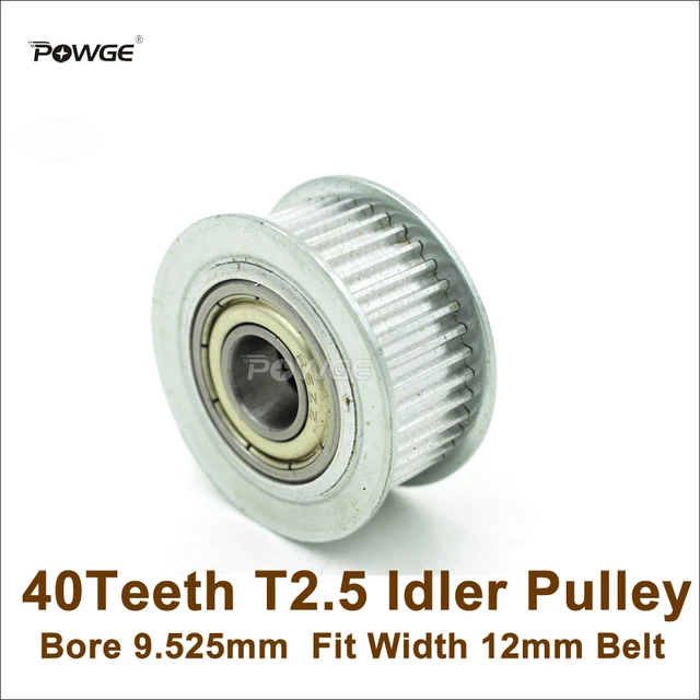 POWGE 40 Teeth T2.5 Idler Pulley Passive Pulley Bore 9.525mm Fit Width ...