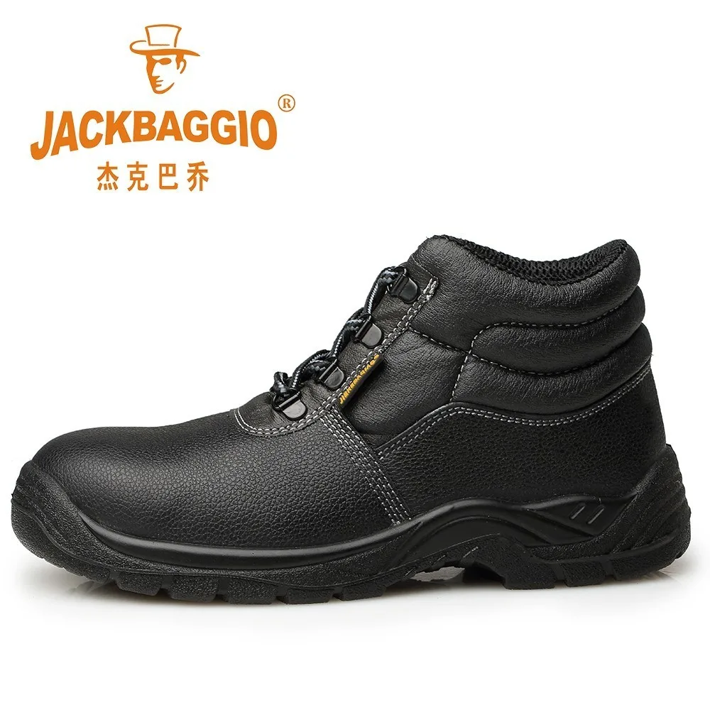 

Winter New Warm Black Safety Shoes, Non-slip Anti-puncture Men's Work Shoes, Leather European Standard Steel Head Snow Boots.