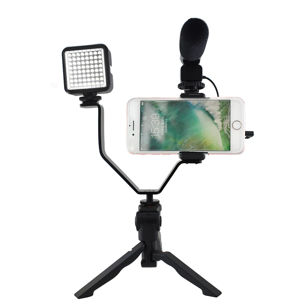 Rechargable Omnidirectional Video Camera Microphone With Tripod ,Led