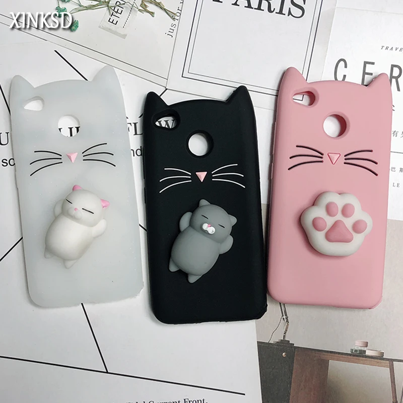 

XINKSD 3D Cute Cat Case Squishy Phone Case Lovely Soft Cat Cases For Xiaomi Redmi Note 3 4 4X 4A 5A 5 Pro Cover Coque