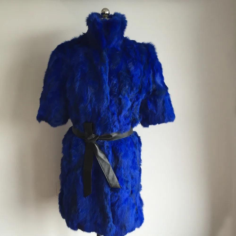 

2019 New 100% Real Rabbit Fur Coat Custom Plus big size Natural Pure Rabbit Fur Long Jacket Mandarin Collar Overcoat KFP827