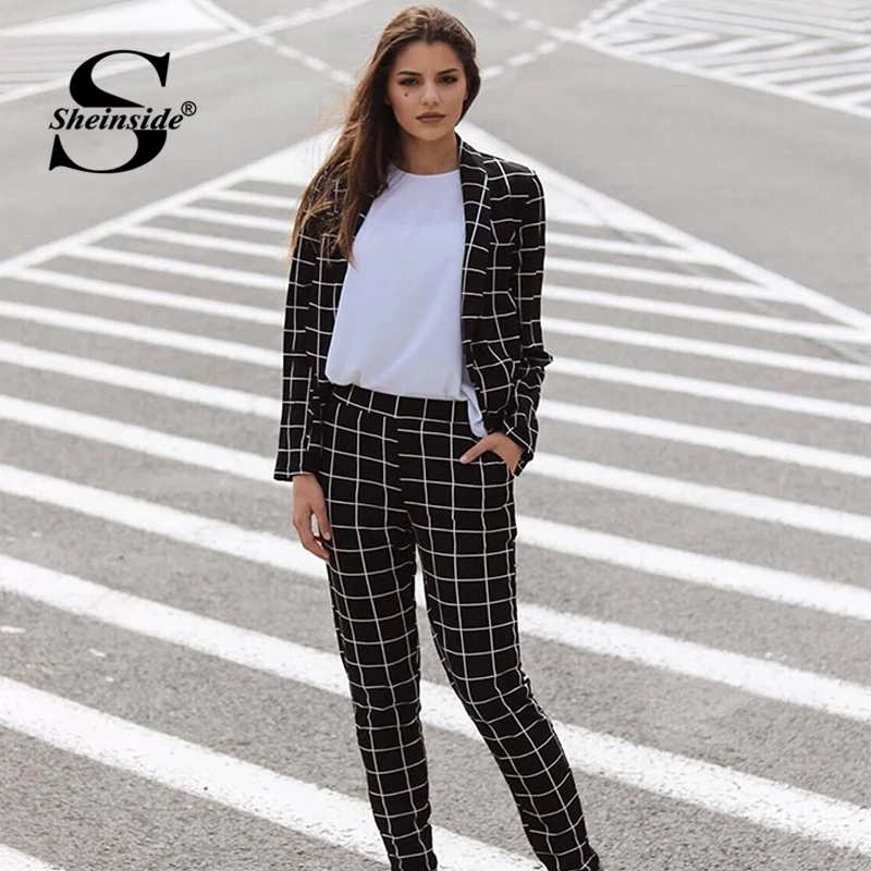 Sheinside شال أنيق طوق منقوشة سترة و مستدق فستان أطفال مع سروال داخلي المرأة الربيع أنيقة عمال منقوشة سترة 2 قطعة مجموعة Sheinside شال أنيق طوق منقوشة سترة و مستدق فستان أطفال مع سروال داخلي المرأة الربيع أنيقة عمال منقوشة سترة 2 قطعة مجموعة