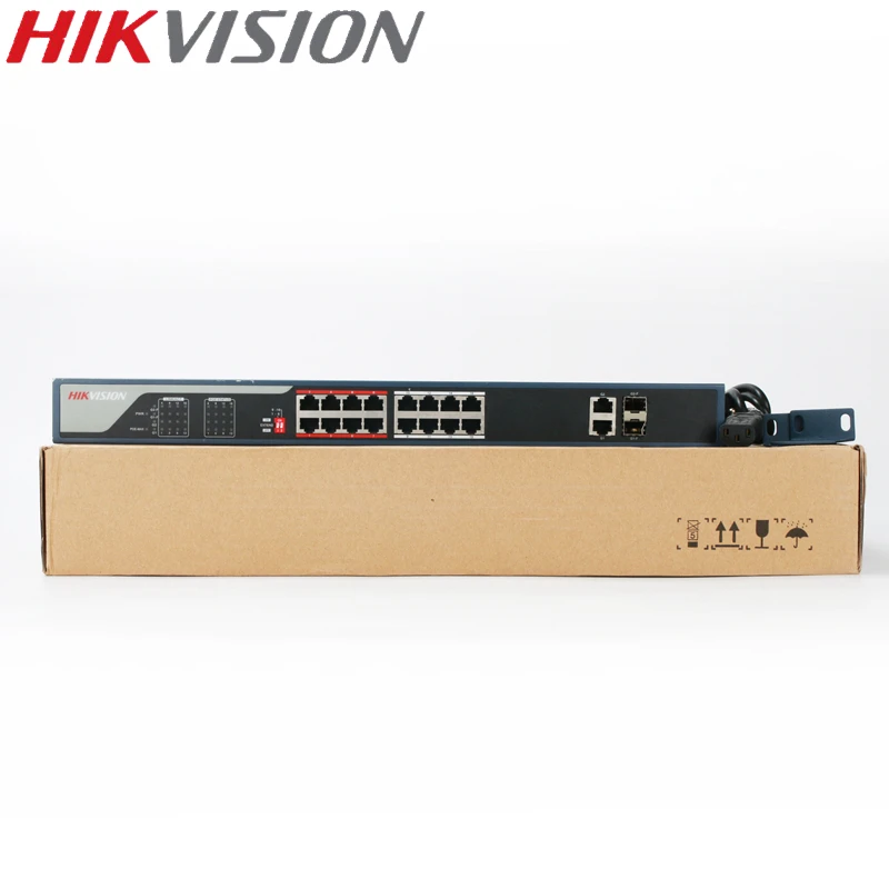 HIKVISION PoE коммутатор DS 3E0318P E неуправляемый 16 портов 10/100 Мбит/с + 2 канала 1000 м для 16CH