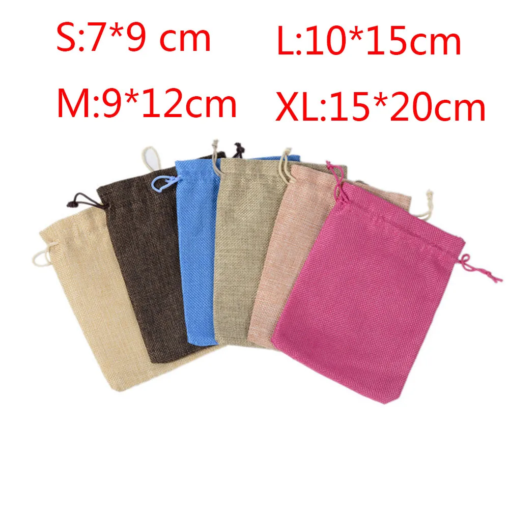 1Pcs Shopping Bag Colorful Imitation linen Storage Package Bags Drawstring Bag Travel Women Cloth Bag Gift Pouch