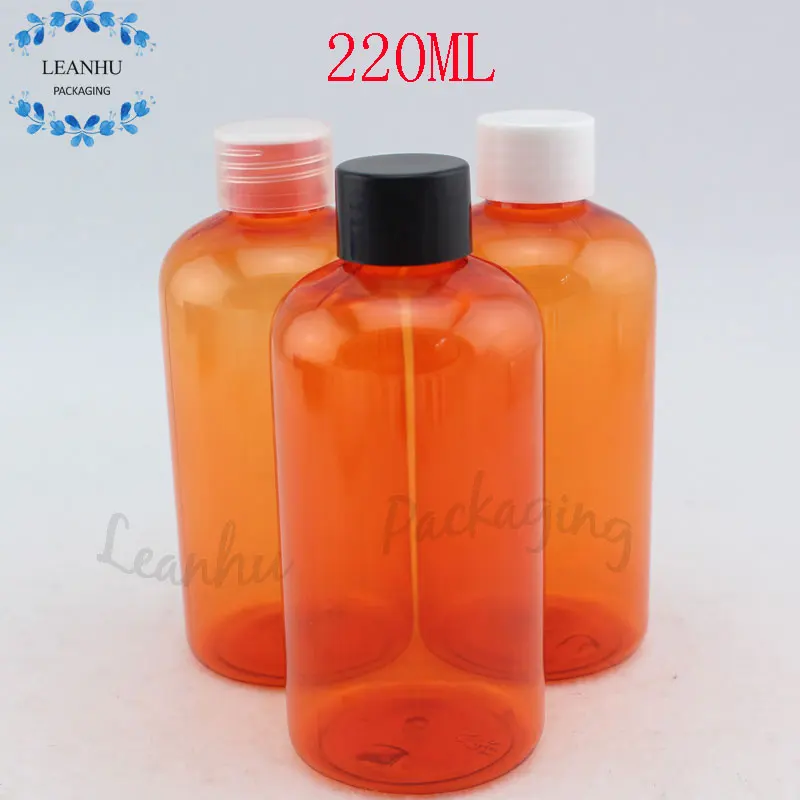 Orange Cosmetic PET Bottle,220cc Empty Shampoo Bottle,Skin Care Makeup