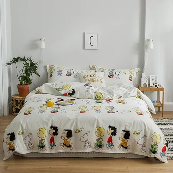 

Luxury Bedding Set Cotton Pink Cartoon Duvet Cover Set Queen Size Bed Linen Valentine Princess Childhood Outer Space Bed Sheet