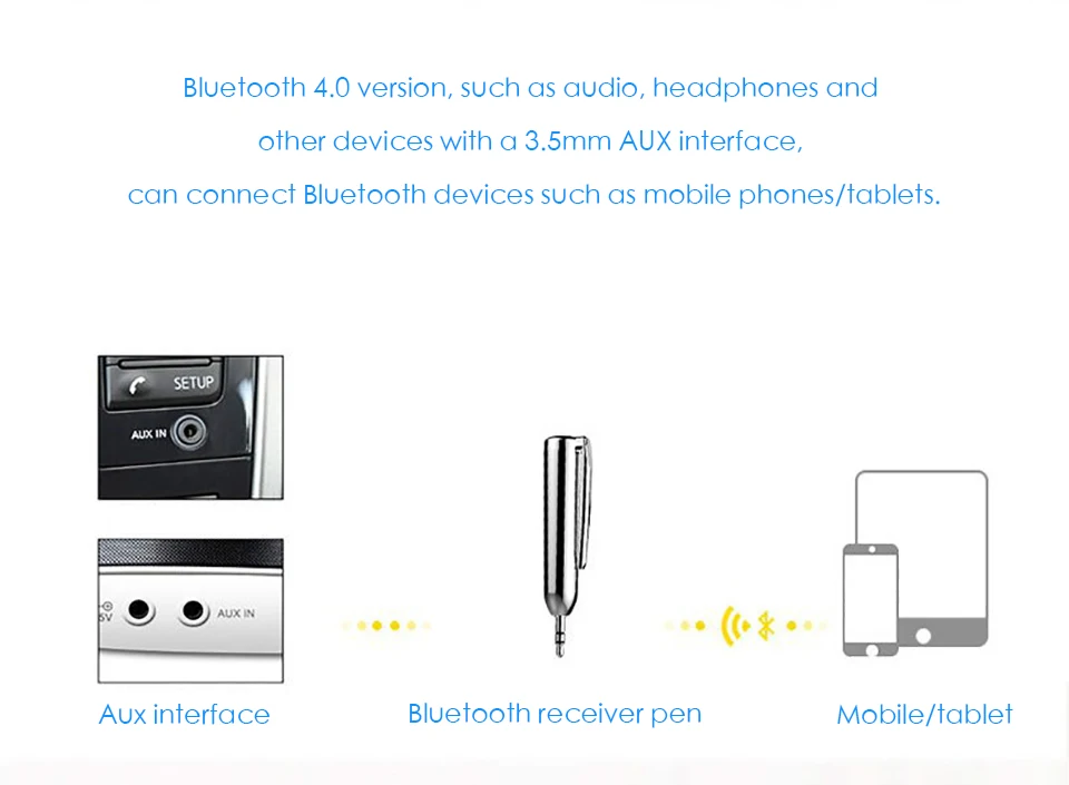 Bluetooth Pens Car Bluetooth Receiver AUX Speaker Audio Receiver Bluetooth Companion Wireless Hands free Receive Call (3)
