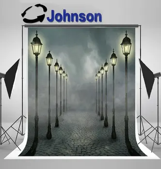 

fog park street lamps light scene photography backgrounds Vinyl cloth High quality Computer print party photo backdrop