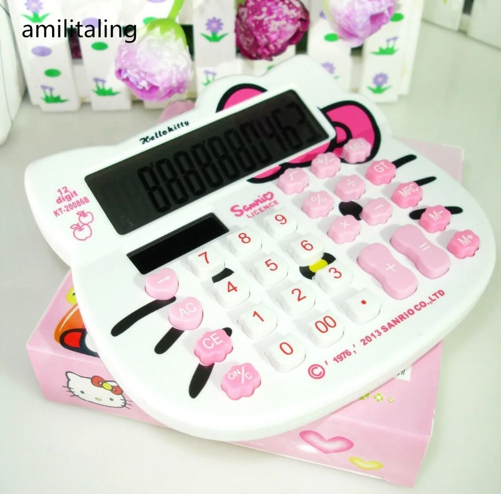 

New Cute Hello Kitty Basic Electronic Calculator 12 Digitals Pink yey-11066w