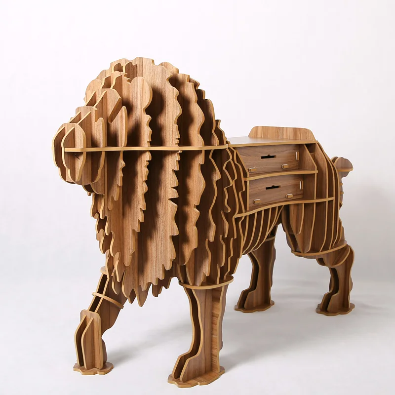 High-end Creative Wood Lion Desk With Drawer Coffee Table Furniture Brand New TM005M