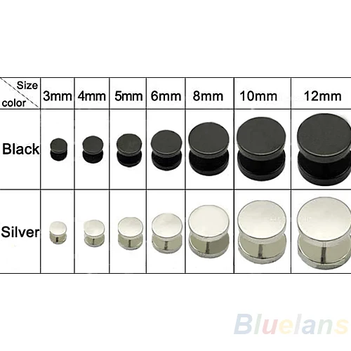3, 4, 5, 6, 8, 10, 12 мм, для мужчин, женщин, девушек, крутая штанга, панк, готика, нержавеющая сталь, серьги-гвоздики, черные, серебряные, модные, 2013, 1FXL