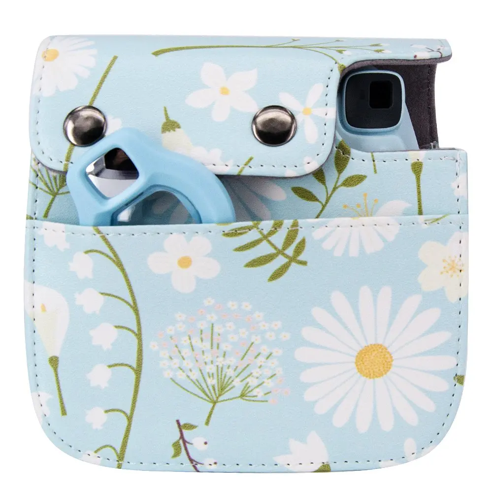 Чехол для камеры Instax Mini 9 из искусственной кожи с цветочным принтом для Fujifilm Mini 8 9 мгновенная камера с карманом регулируемый плечевой ремень