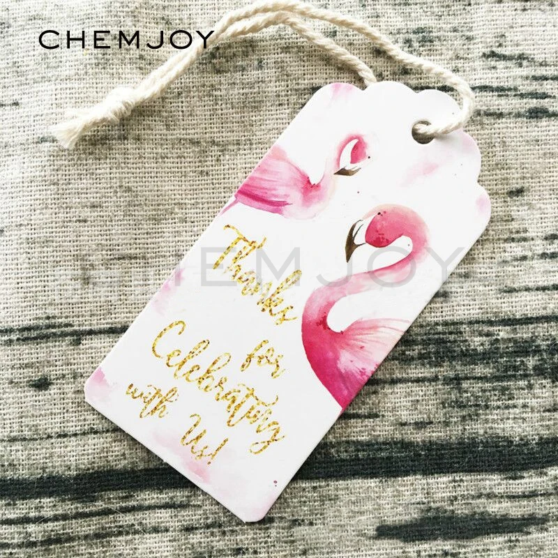 

Flamingo Theme Birthday Gift Tags with String Thank You Labels Birthday Party Favor Gift Tag Flamingo Party Decorations 50Pcs