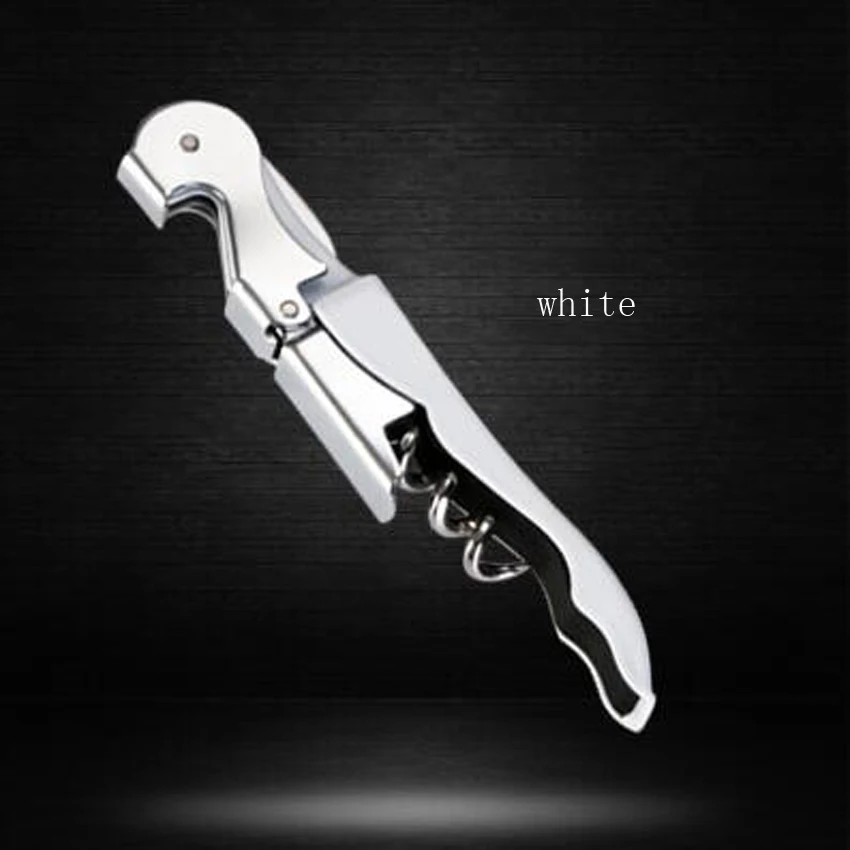 white 8 цветов Нержавеющая Винтовая штопор открывалка профессиональная двойная петля официанты винная бутылка пивная Крышка открывалка барные инструменты с логотипом - Цвет: white