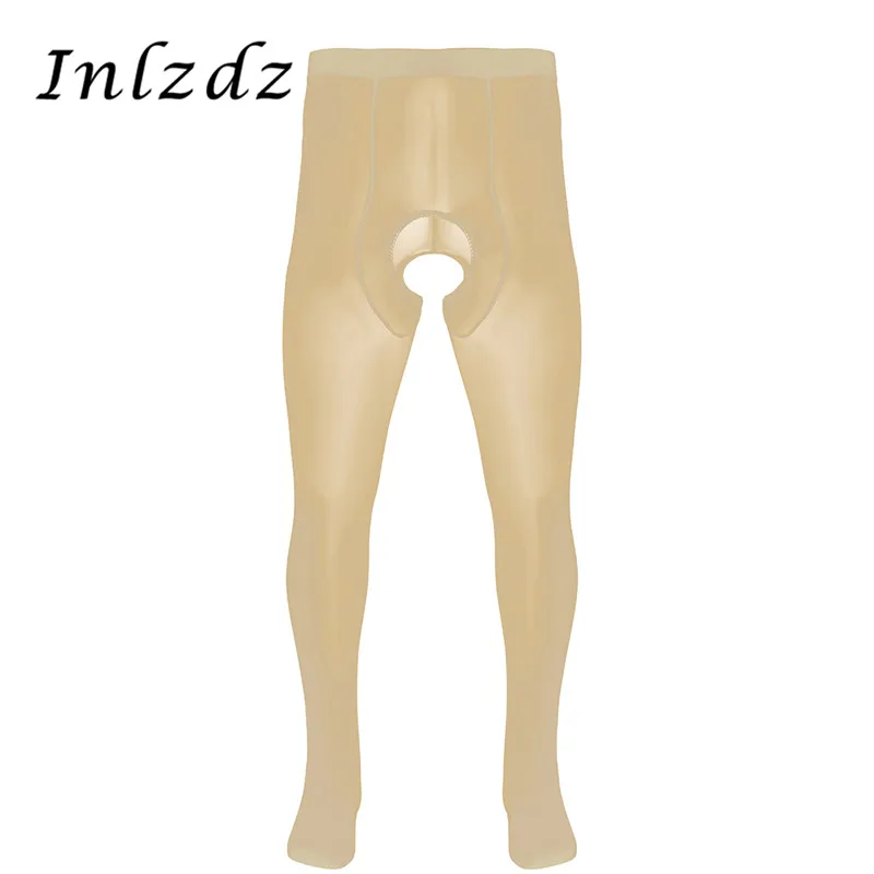 

Mens Pantyhose Crotchles Stockings Ice Silk Pantyhose Closed Toes Stockings Stretchy Tights Hosiery Sexy Legging Pant Underwear