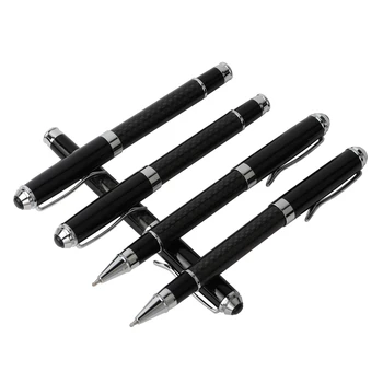 

1PCS GENKKY Gel Pen Carbon Fiber Roller Pen Classic Popular Heavy Metal Pen Black/Blue ink 0.5mm For Office & School Supplies