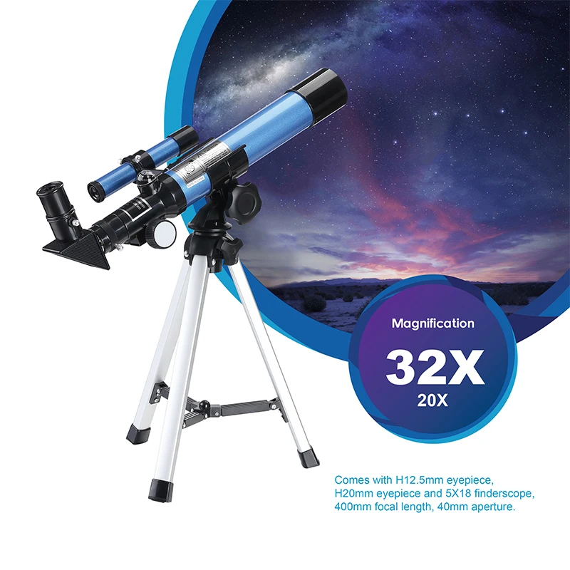 AOMEKIE F40040M Начинающий астрономический телескоп 20X/32X с компактным штативом компасом для наблюдения за луной, телескопическая детская игрушка в подарок