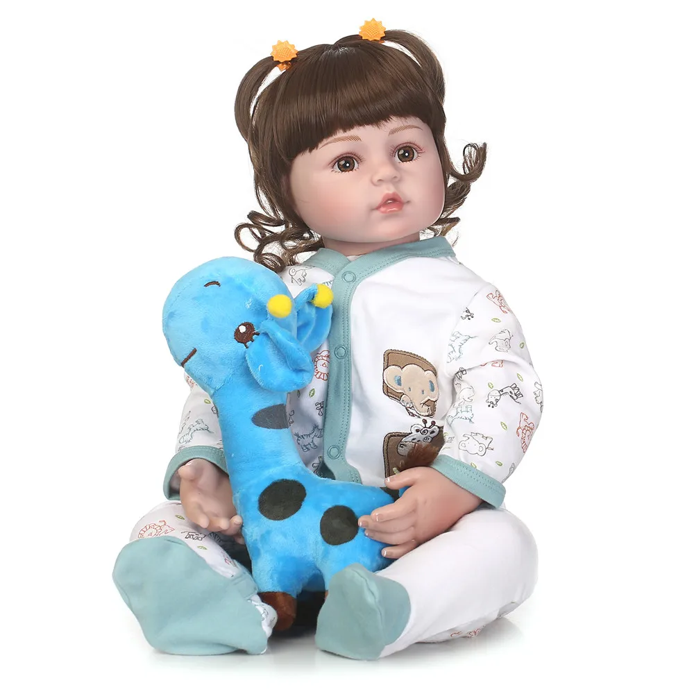 

55cm NewBorn Baby Dolls Reborn lifelike Silicone Reborn curly hair doll for Kids Handmade simulation Bonecas toy for sale
