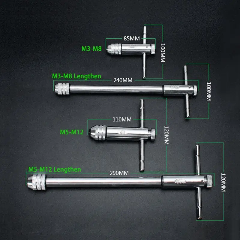 Регулируемая трещотка т бар ручка кран гаечный ключ M3-M8/M5-M12 Reamer ручные инструменты