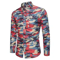 Для мужчин рубашка 2018 Новая военная Стиль Для мужчин осень camisa masculina повседневный мужской армии камуфляжное платье рубашка с длинным