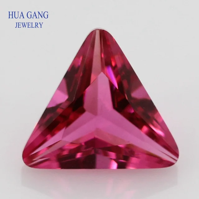 제목: Rose Red Triangle Cut Corner Shape Princess Cut Loose Glass Beads Synthetic Gems For Jewelry