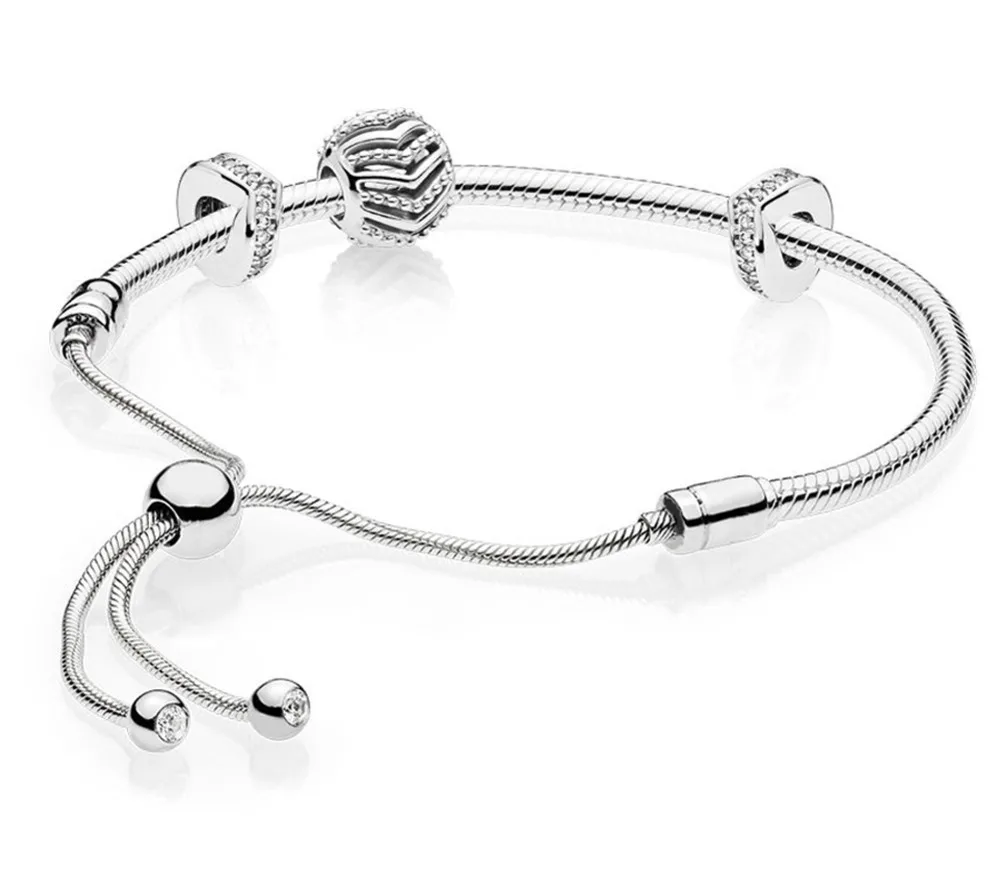 

Fanier 100% 925 Silver 2019 New Sparkling Elegant Charm Desire Frisky Time Present Pulseir Correr Times Set Adjustable Size
