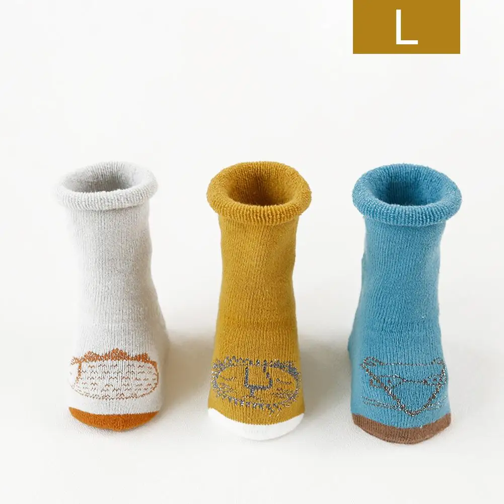 Новые махровые толстые носки для малышей на осень и зиму нескользящие носки высокие носки домашние носки для новорожденных носки-Тапочки - Цвет: L