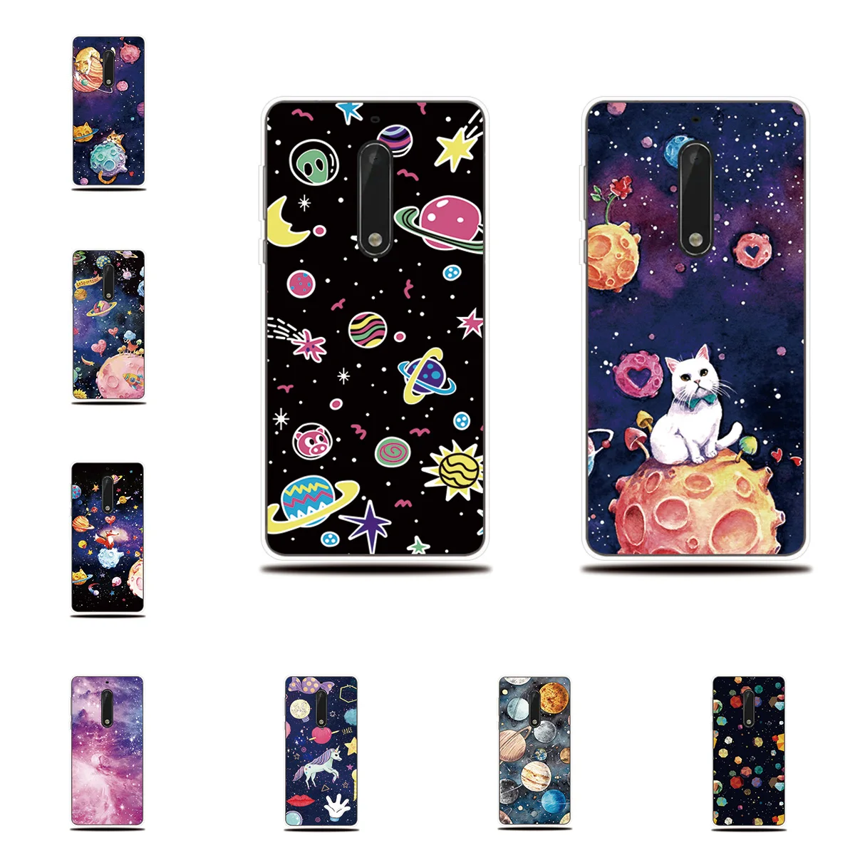 Silicone Phone case For Nokia 2.1 3.1 5.1 6.1 Plus Soft Cover Outer Space Planets Pattern Shell 3 5 6 8 Case |