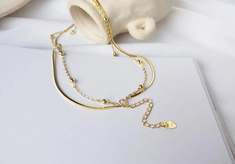 Silvology, 925 пробы, серебряное, удачное, Двухслойное ожерелье, золото, супер текстура, элегантное женское ожерелье, хорошее ювелирное изделие для шарма