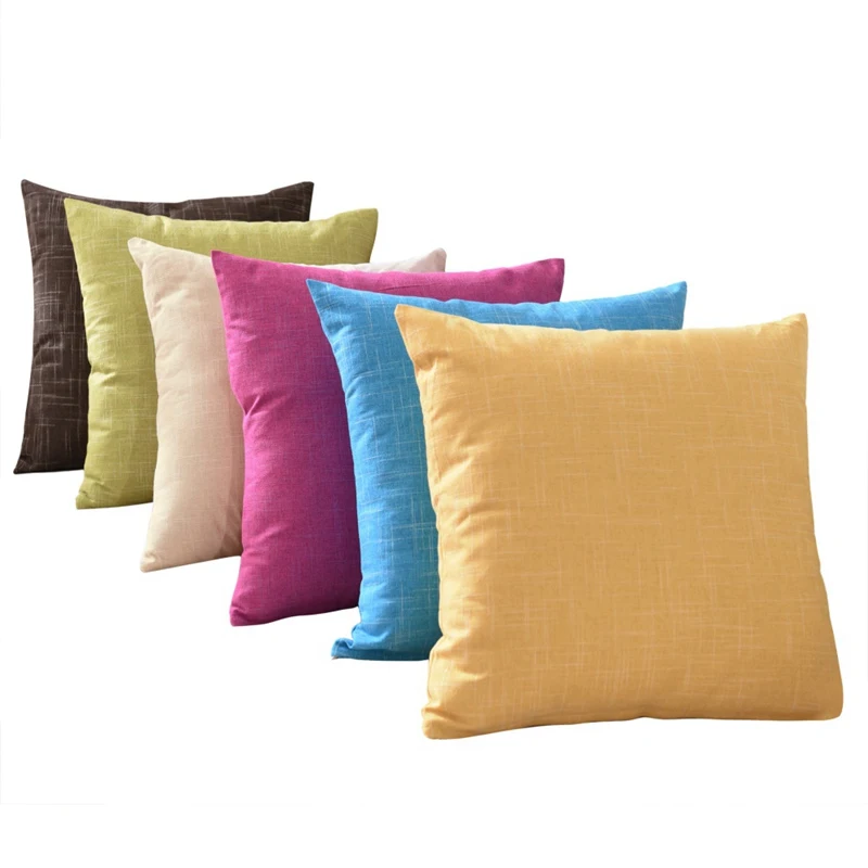 

Square Linen Throw Pillow Cover Cushion Case Pillowcase for Couch Chair Outdoor Indoor Decorative Multicolored 45 x 45cm