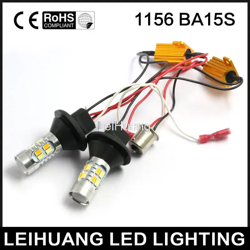 

1156 ba15s Dual-Color Switchback LED DRL Turn Signal Light Kit Backup Reversing Light Canbus Error Free white amber