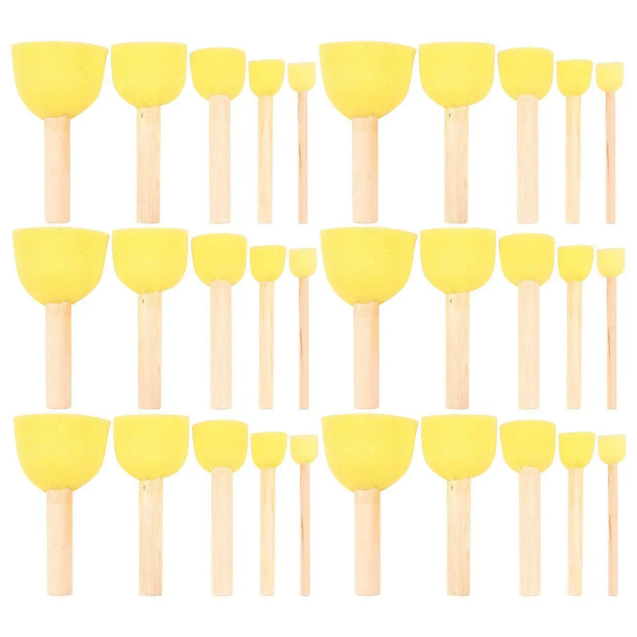 

Pack of 30 Round Foam Sponge Paint Brush Set - Stencil Brush Value Pack - 5 Different Sizes - Great for Kids Arts and Crafts,