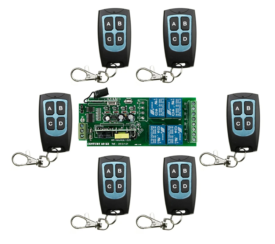New AC 85v 110v 120v 220v 250v 4CH RF Wireless Remote Control System ...