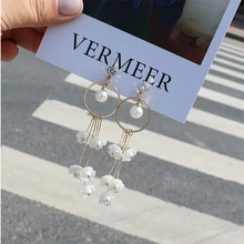 

Pearl flower temperament earrings gold Korea pendant earrings jewelry pendientes mujer accessories fashion ladies earrings 2018